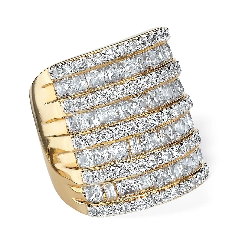 Womens Cubic Zirconia 14K Gold Over Brass Cocktail Ring