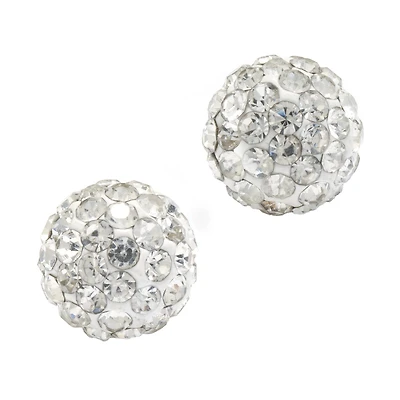 Silver Treasures Crystal Sterling Silver 7.7mm Round Stud Earrings