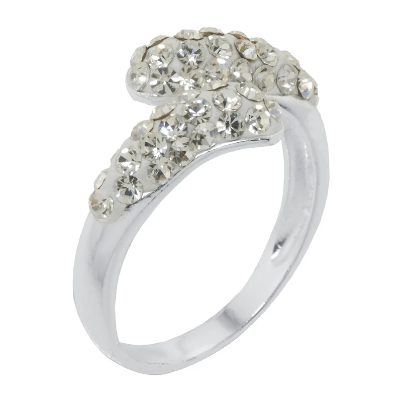 Sparkle Allure Womens Crystal Pure Silver Over Brass Bypass  Band