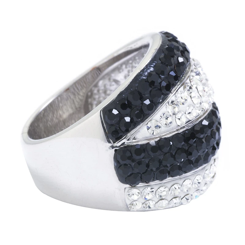 Sparkle Allure Womens Crystal Pure Silver Over Brass Dome Cocktail Ring