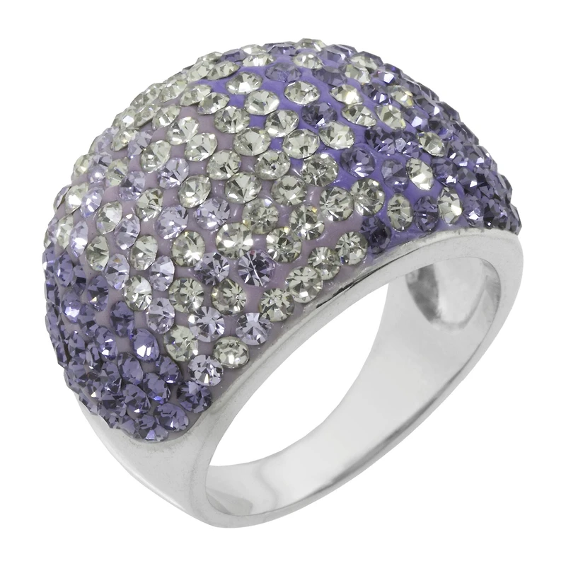 Sparkle Allure Womens Purple Crystal Pure Silver Over Brass Dome Cocktail Ring