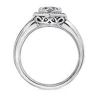 Diamonart Womens 1 7/8 CT. T.W. Cubic Zirconia Sterling Silver Heart Engagement Ring