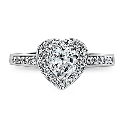 Diamonart Womens 1 7/8 CT. T.W. Cubic Zirconia Sterling Silver Heart Engagement Ring