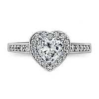 Diamonart Womens 1 7/8 CT. T.W. Cubic Zirconia Sterling Silver Heart Engagement Ring