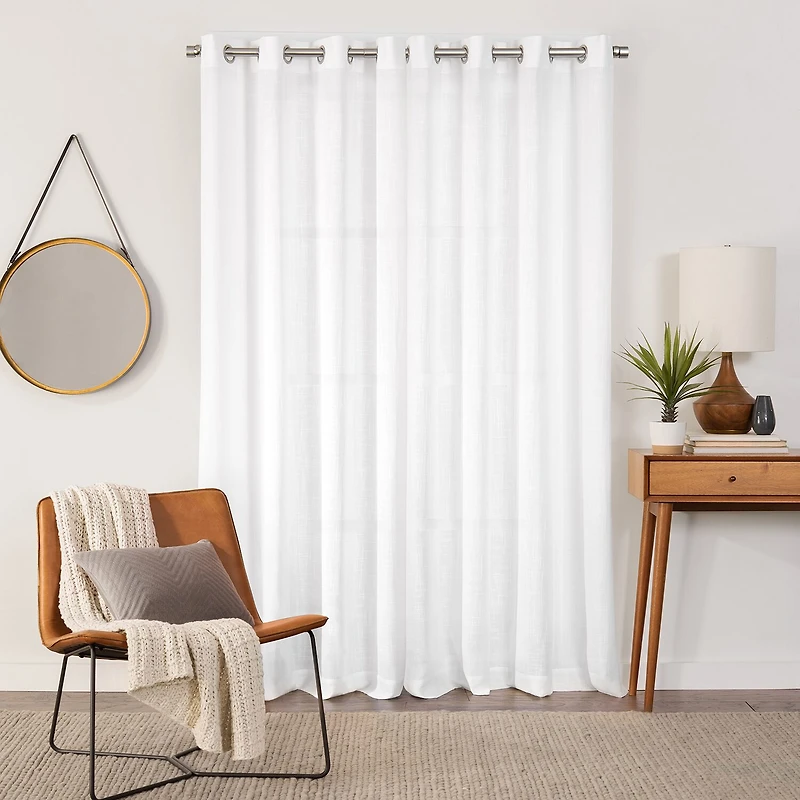 Fieldcrest Arden Solid Cotton Grommet Top Sheer Single Curtain Panel