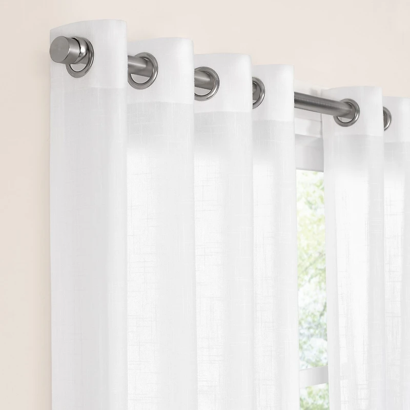 Fieldcrest Arden Solid Cotton Grommet Top Sheer Single Curtain Panel
