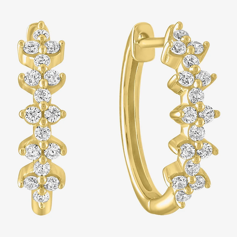 (G-H / Si2-I1) Womens 1/3 CT. T.W. Lab Grown Diamond 10K Gold 16mm Hoop Earrings