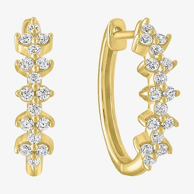 (G-H / Si2-I1) Womens 1/3 CT. T.W. Lab Grown Diamond 10K Gold 16mm Hoop Earrings
