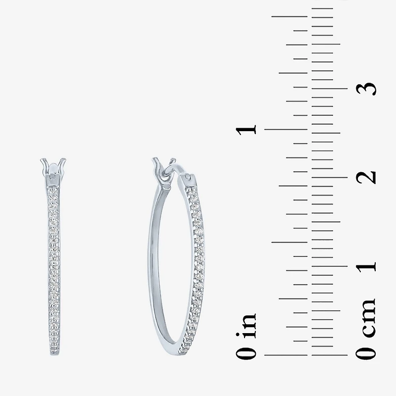 (G-H / I1-I2) Womens 1/10 CT. T.W. Lab Grown White Diamond Sterling Silver 20.8mm Hoop Earrings