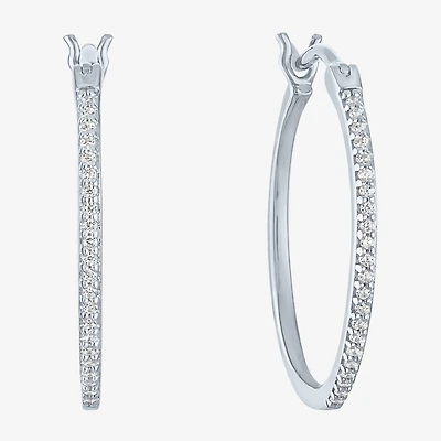 (G-H / I1-I2) Womens 1/10 CT. T.W. Lab Grown White Diamond Sterling Silver 20.8mm Hoop Earrings