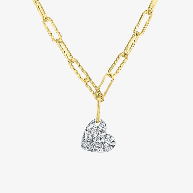 Diamond Addiction (G-H / I1-I2) Womens 1/10 CT. T.W. Lab Grown White Diamond 14K Gold Over Silver Heart 18 Inch Pendant Necklace