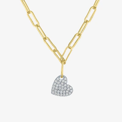 Diamond Addiction (G-H / I1-I2) Womens 1/10 CT. T.W. Lab Grown White Diamond 14K Gold Over Silver Heart 18 Inch Pendant Necklace