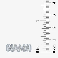 "Mama" (G-H / I1-I2) Womens 1/10 CT. T.W. Lab Grown White Diamond Sterling Silver Band