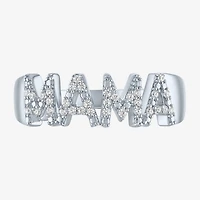 "Mama" (G-H / I1-I2) Womens 1/10 CT. T.W. Lab Grown White Diamond Sterling Silver Band