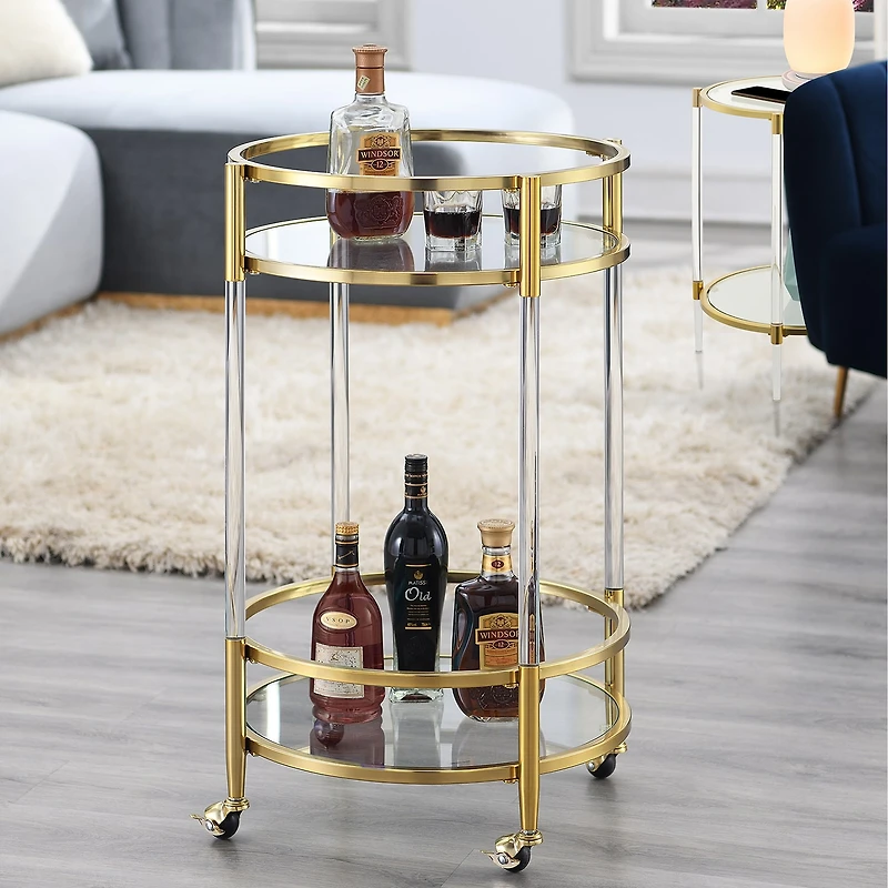 Royal Crest 2-Tier Acrylic Glass Bar Cart
