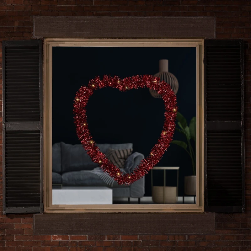 Northlight Lighted Tinsel Heart Wall Decal