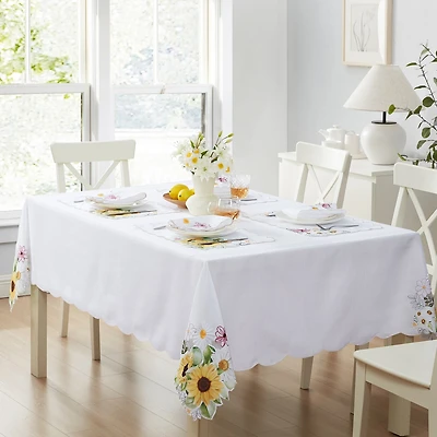 Elrene Home Fashions Sunflower And Daisies Cutwork Tablecloth