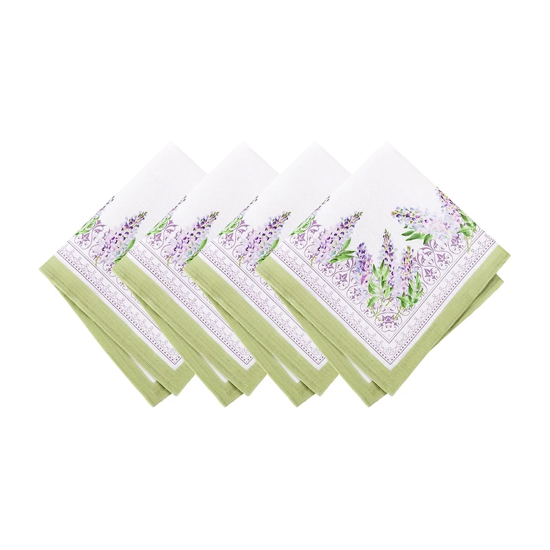 Elrene Home Fashions Lilac Garden Engineered 4 Pack Napkins