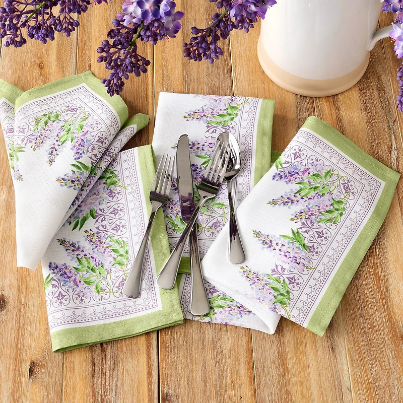 Elrene Home Fashions Lilac Garden Engineered 4 Pack Napkins