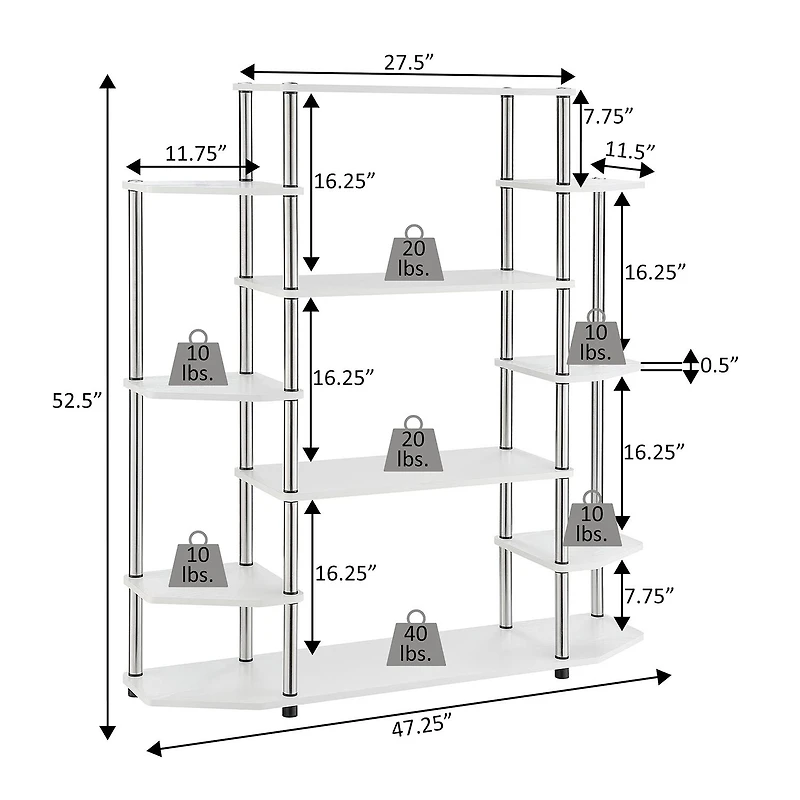 Convenience Concepts Designs2go Office And Library Collection 10-Shelf Bookcase