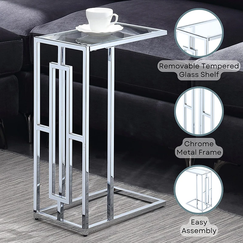Convenience Concepts Town Living Room Collection Glass C Table