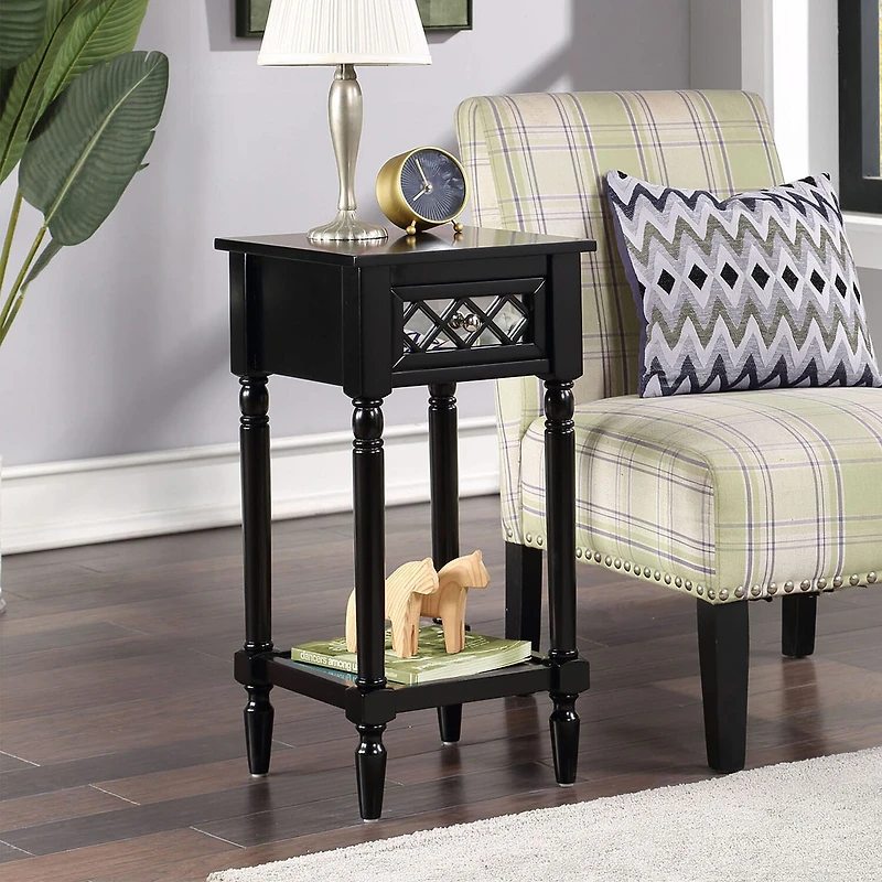 French Country Khloe 1-Drawer Accent Table with Shelf