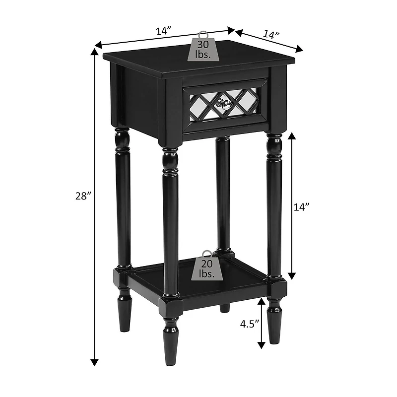 French Country Khloe 1-Drawer Accent Table with Shelf