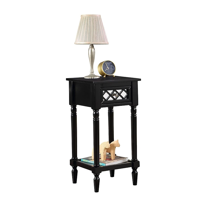 French Country Khloe 1-Drawer Accent Table with Shelf