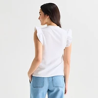 St. John's Bay Womens Crew Neck Short Sleeve Blouse