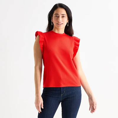 St. John's Bay Womens Crew Neck Short Sleeve Blouse