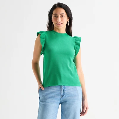 St. John's Bay Womens Crew Neck Short Sleeve Blouse