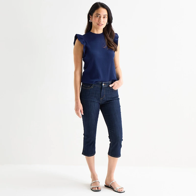 St. John's Bay Womens Crew Neck Short Sleeve Blouse