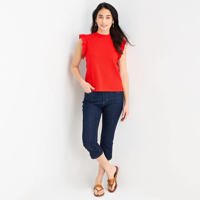 St. John's Bay Womens Crew Neck Short Sleeve Blouse
