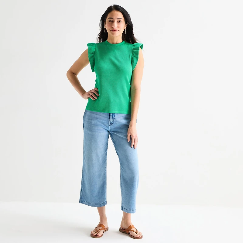 St. John's Bay Womens Crew Neck Short Sleeve Blouse