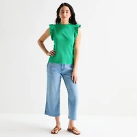 St. John's Bay Womens Crew Neck Short Sleeve Blouse