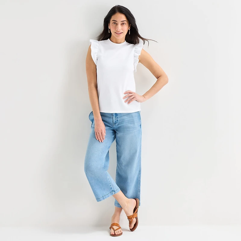 St. John's Bay Womens Crew Neck Short Sleeve Blouse