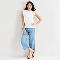 St. John's Bay Womens Crew Neck Short Sleeve Blouse