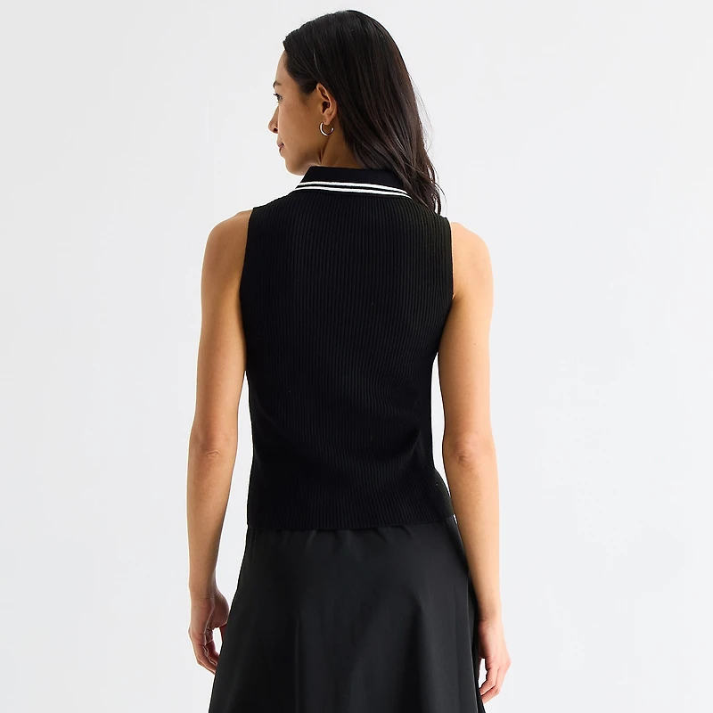 Stylus Womens Sleeveless Polo Sweater