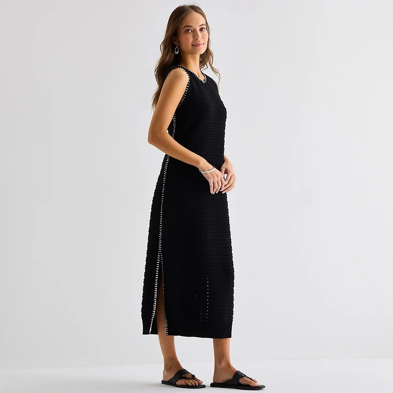 Stylus Womens Sleeveless Midi Sweater Dress