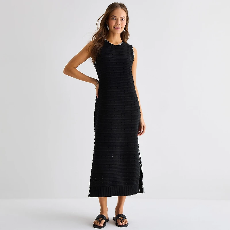 Stylus Womens Sleeveless Midi Sweater Dress