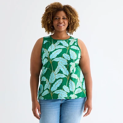 St. John's Bay Womens Plus Scoop Neck Sleeveless Tank Top