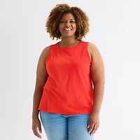 St. John's Bay Womens Plus Scoop Neck Sleeveless Tank Top