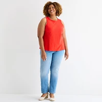 St. John's Bay Womens Plus Scoop Neck Sleeveless Tank Top