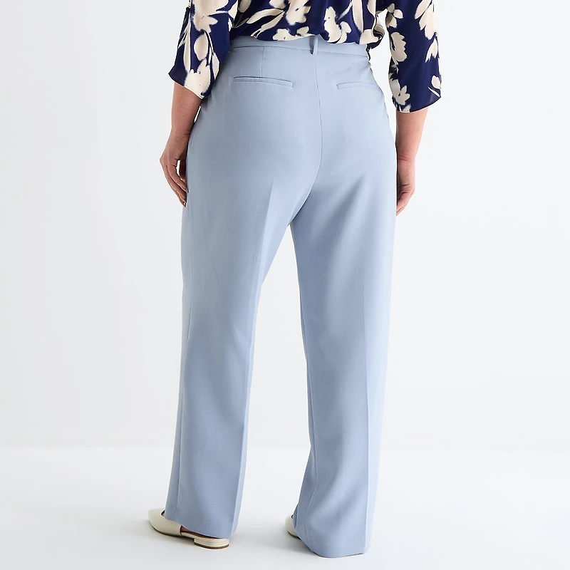 Worthington Womens Plus Straight High Rise Trouser