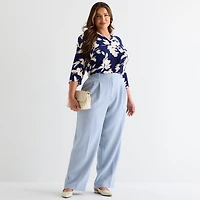 Worthington Womens Plus Straight High Rise Trouser