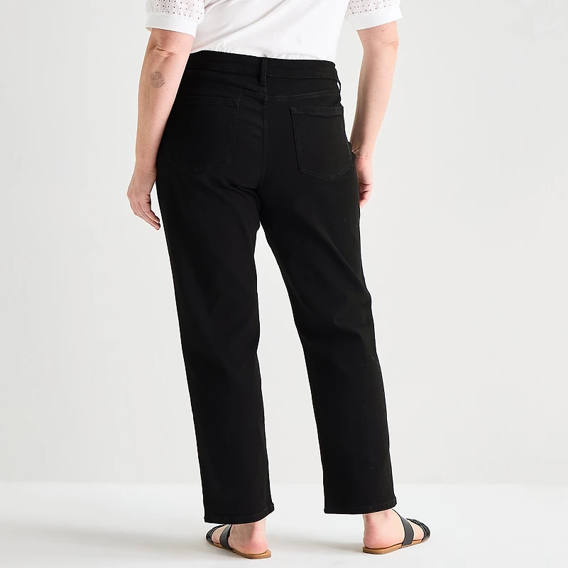 Liz Claiborne Lana Womens Plus High Rise Straight Leg Jean