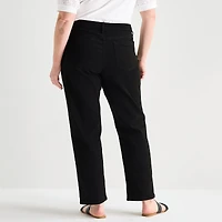 Liz Claiborne Lana Womens Plus High Rise Straight Leg Jean
