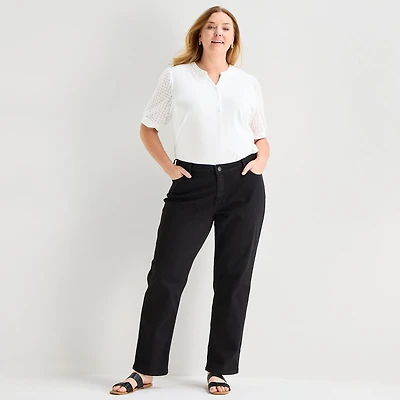 Liz Claiborne Lana Womens Plus High Rise Straight Leg Jean