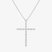 G-H / Si2-I1) Womens /3 CT. T.W. Lab Grown White Diamond 10K Gold Cross 18 Inch Pendant Necklace