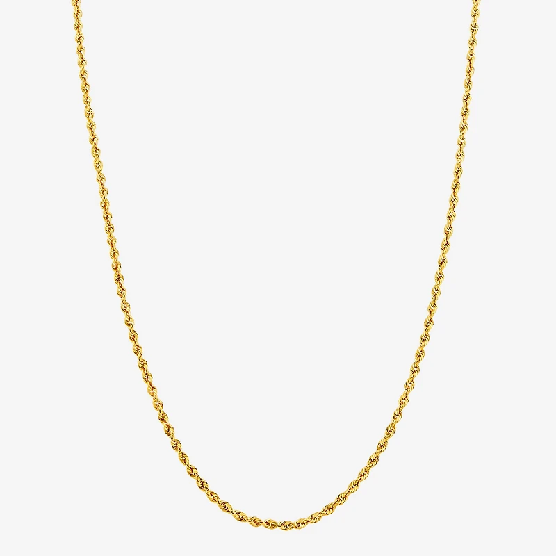 14K Yellow Gold 1.8mm Hollow Rope Chain Necklace